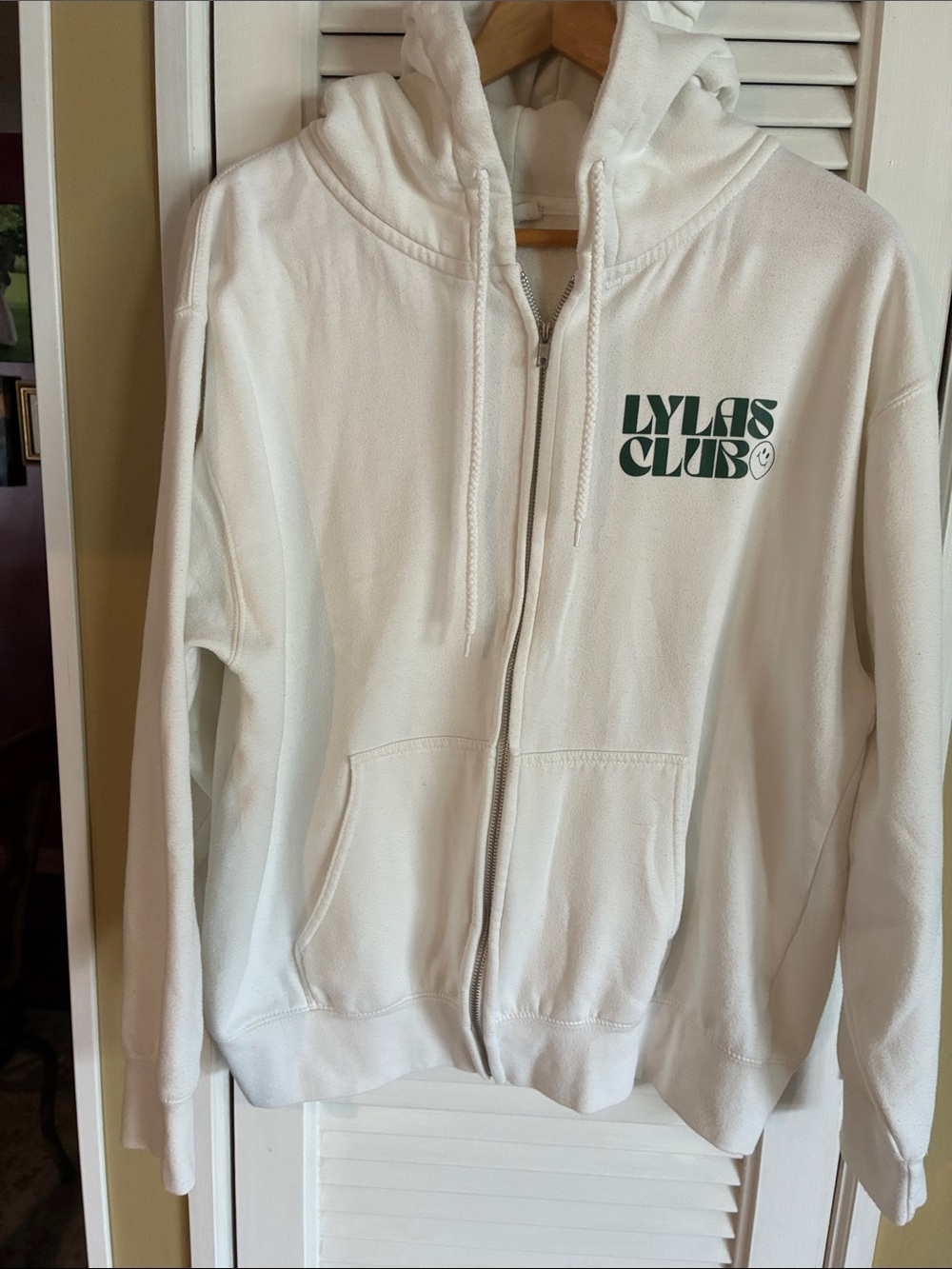 LYLAS Club White Full-Zip Hoodie